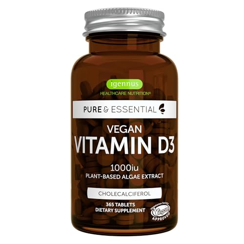 Igennus Vitamina D3 Vegana Natural 1000UI, 365 Tabletas, 100% a Base de Algas, No Transgénica, Refuerza Inmunidad, Huesos y Dientes, Suministro para - imagen 4
