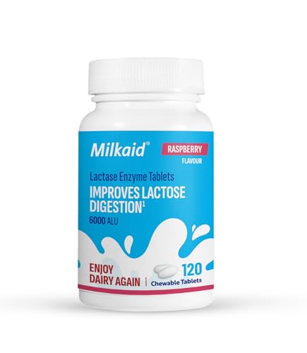 Tabletas Masticables de Lactasa Milkaid para Alivio de Intolerancia a la Lactosa | Previene Gases, Hinchazón y Diarrea | Suplemento Digestivo Rápido - imagen 2