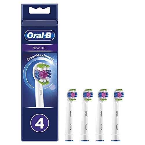 Cabezal de cepillo eléctrico Oral-B 3D White con tecnología CleanMaximiser, cerdas anguladas para eliminar placa, paquete de 4, color blanco - imagen 3