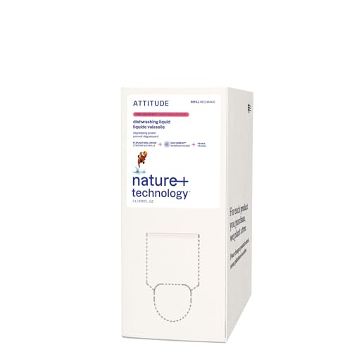 Recarga de Jabón para Platos ATTITUDE, Verificado por EWG, Líquido Lavavajillas Vegano a Base de Plantas, Derivado Naturalmente, Pomelo Rosa, 67.6 Fl - imagen 1