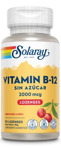 SOLARAY Vitamina B12 2000 mcg Pastillas Masticables - Sin Azúcar, Sabor Natural a Cereza, Suplemento Vegano para Energía y Función Nerviosa - 90 - imagen 2