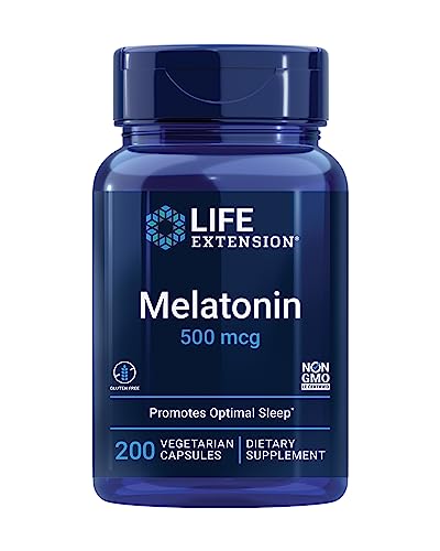 Melatonina Life Extension, 500 mcg – Promueve el Sueño Suave, Dosis Baja, Tamaño Económico – No GMO, Sin Gluten, Vegetariano – 200 Cápsulas - imagen 2