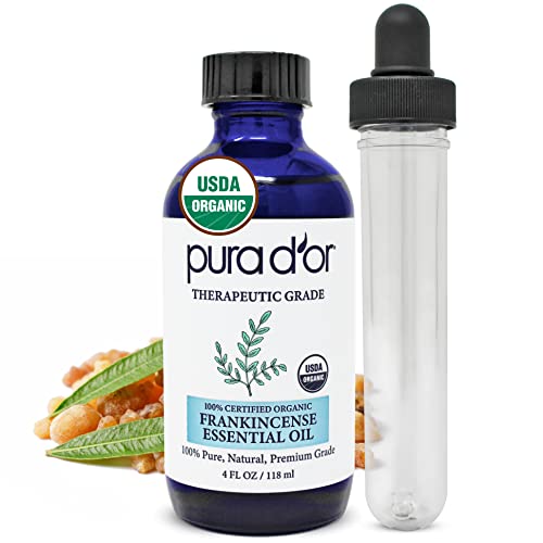 Aceite Esencial de Incienso Orgánico PURA D'OR (4 oz con cuentagotas de vidrio) 100% Puro y Natural para Cabello, Cuerpo, Piel, Aromaterapia, - imagen 2