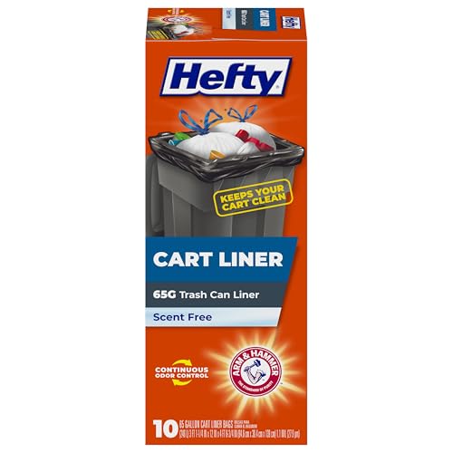 Bolsas de Basura Hefty para Carro, 65 Galones, 10 Piezas (Sin Fragancia, Control de Olores ARM & HAMMER, Cierre de Cuerda) - imagen 5