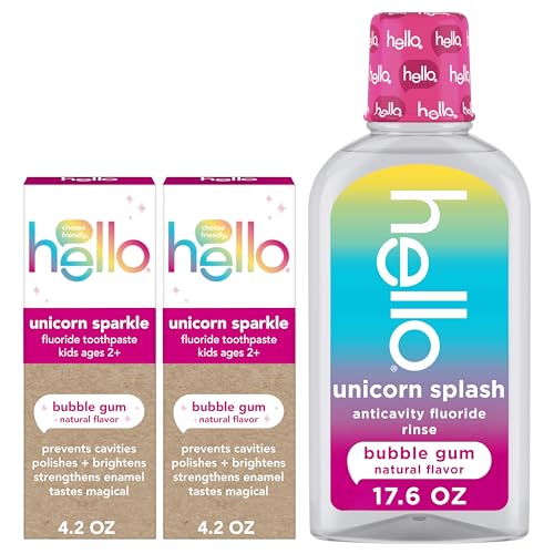 Paquete de Pasta de Dientes Hello Unicorn Sparkle con Flúor y Enjuague Bucal Unicorn Splash con Flúor, Sin Alcohol, Sabor Natural a Chicle - imagen 6