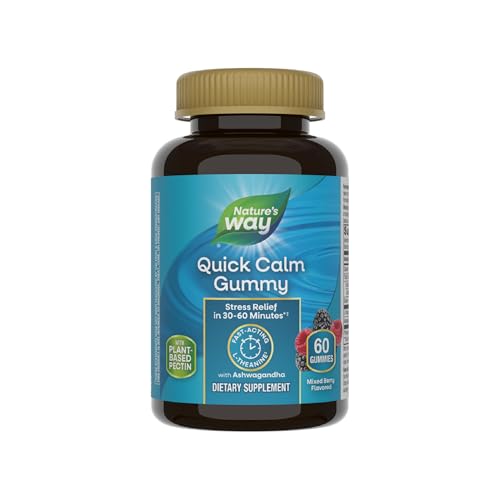 Gomitas Nature's Way Quick Calm con L-Theanina para Relajación, Alivio del Estrés Rápido, con Ashwagandha, Sabor a Frutos Rojos, 60 Gomitas - imagen 1