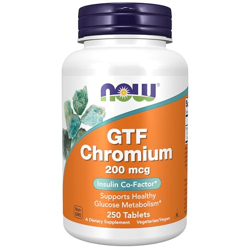 Suplementos NOW Foods, GTF (Factor de Tolerancia a la Glucosa) Cromo 200 mcg, Co-Factor de Insulina*, 250 Tabletas - imagen 3