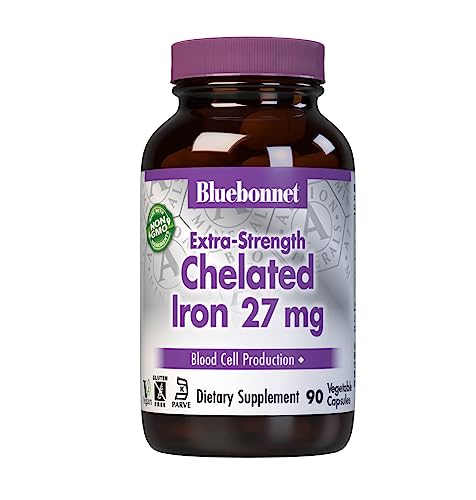 Suplemento de Hierro Chelado Extra Fuerte Bluebonnet Nutrition 27 mg, 90 Cápsulas Vegetales, Libre de Soja, Gluten, Lácteos y No Transgénico - imagen 3