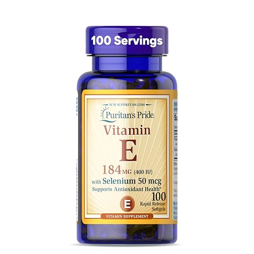 Suplemento de Vitamina E 184mg (400 UI) con Selenio 50mcg de Puritan's Pride, Apoyo Inmunológico y Antioxidante, 100 Softgels de Liberación Rápida, - imagen 2