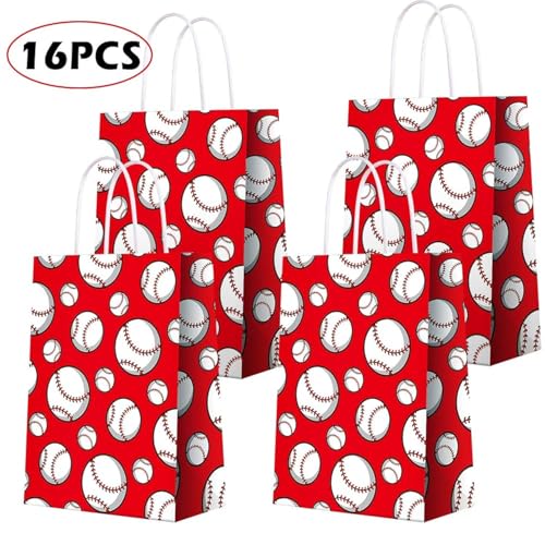 16 Piezas de Bolsas de Regalo para Fiesta de Béisbol, Suministros de Cumpleaños, Decoraciones y Favoritos para Niños y Adultos, Diseño de Béisbol - imagen 3