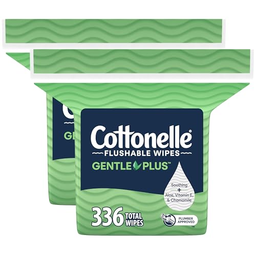 Toallitas Húmedas Flushables Cottonelle GentlePlus con Aloe y Vitamina E, 2 Paquetes de Refill, 168 Toallitas por Paquete (Total 336) - imagen 2