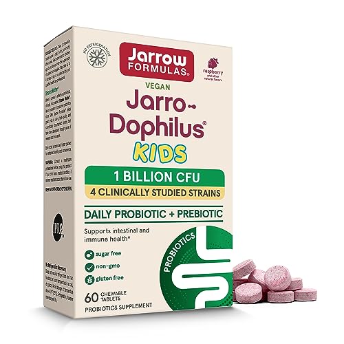 Jarrow Formulas® Jarro-Dophilus® Probióticos y Prebióticos para Niños, 1 Billón CFU, 60 Tabletas Masticables Sin Azúcar Sabor Frambuesa, Suministro - imagen 2