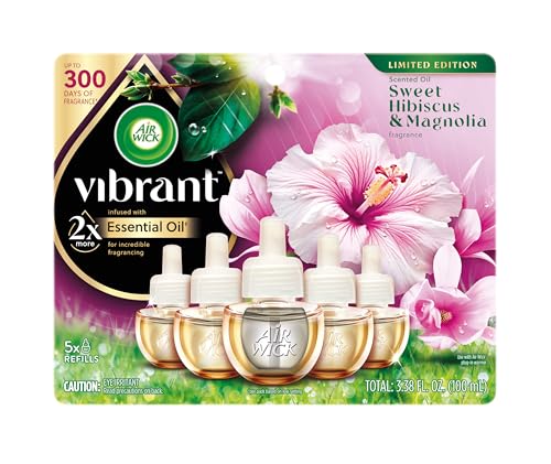 AIR WICK Aceite Aromatizante - Recarga Vibrante de Hibisco Dulce y Magnolia, 5 piezas - imagen 4