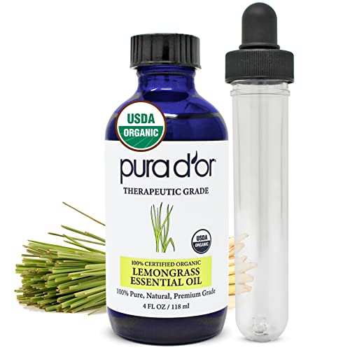 Aceite Esencial de Hierba Limón Orgánico PURA D'OR, 4oz, Grado Terapéutico, para Cabello, Cuerpo, Piel, Aromaterapia, Relajación, Masaje, Vitalidad, - imagen 5
