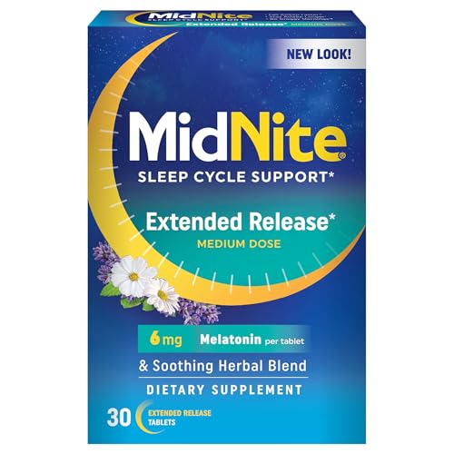 Suplemento Herbal para Dormir MidNite, Liberación Prolongada, 6 mg de Melatonina, No Habitual, 30 Tabletas, Libre de Drogas, Gluten y Lactosa, Vegano - imagen 2