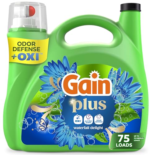 Detergente Líquido para Ropa Gain Plus, Oxi, Aroma Waterfall Delight, 99 fl oz, 75 Cargas, Limpieza y Frescura - imagen 1