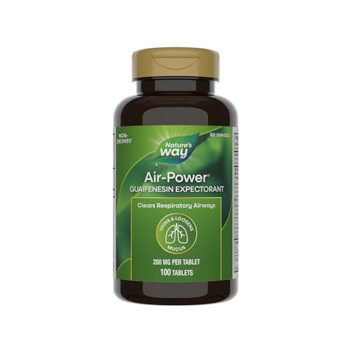 Nature's Way Air-Power, Guaifenesina, Expectorante para Alivio de Mucosidad, Limpia Vías Respiratorias, 100 Tabletas Veganas (El Empaque Puede Variar) - imagen 1