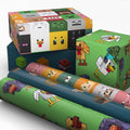 Papel de Regalo Hallmark de Minecraft en Mini Rollos, 3-Pack (Zombie, Pollo, TNT, Cerdo) para Cumpleaños, Graduaciones, Navidad y Fiestas de Niños - - imagen 1