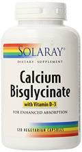Suplemento de Calcio Bisglicinato SOLARAY 1000 mg para Mujeres y Hombres - Calcio con Vitamina D3, Apoyo para Huesos y Dientes, Cápsulas Queladas, - imagen 1