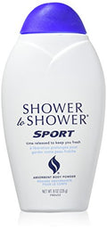 Polvo Corporal Shower to Shower Sport para Hombres y Mujeres, Sin Talco, Absorbente de Sudor, Previene Rozaduras y Olores, 8 OZ (Paquete de 3) - imagen 1