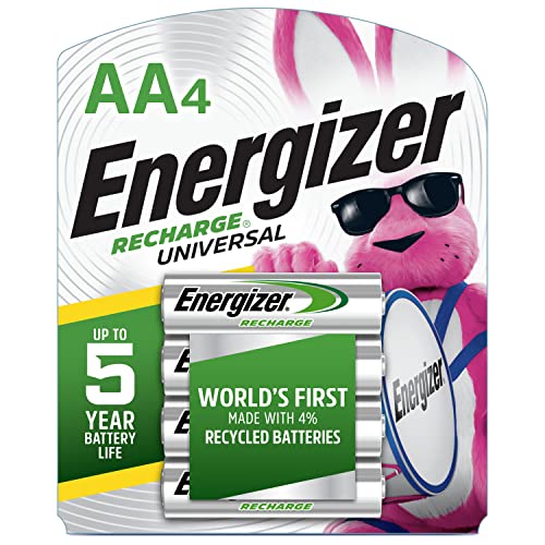 Baterías Recargables AA Energizer, Baterías Universales AA Pre-Cargadas, Paquete de 4 - imagen 1