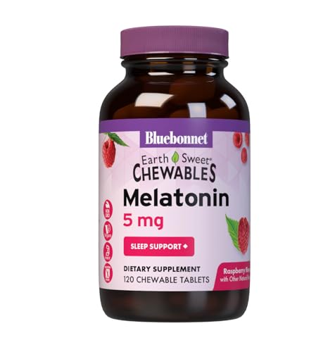 Melatonina EarthSweet de Bluebonnet Nutrition 5 mg - Tabletas Masticables Rápidas para Relajación Nocturna y Sueño Reparador - Sabor Frambuesa - 120 - imagen 2