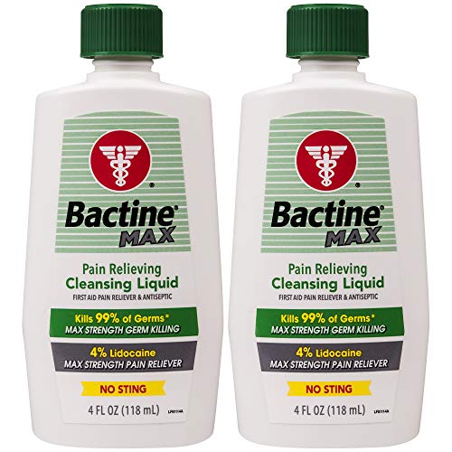 Bactine Max Líquido Limpiador para Alivio del Dolor con Lidocaína, ros Auxilios para Dolor e Picazón, Elimina 99% de Germenes, Paquete de 2 de 4oz - imagen 2