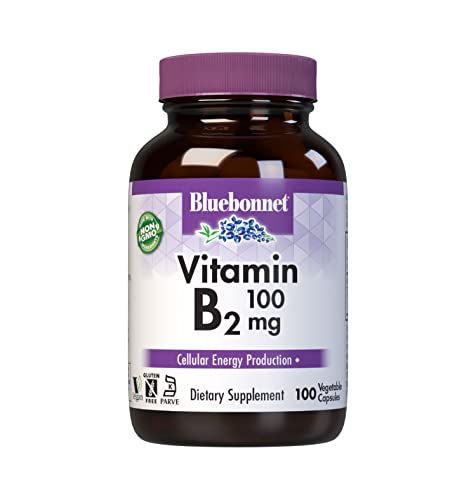 Vitaminas B2 Bluebonnet Nutrition 100 mg para la Salud Cardiovascular y Nerviosa, Sin Soja, Sin Gluten, Kosher, Vegano, 100 Cápsulas Vegetales - imagen 4