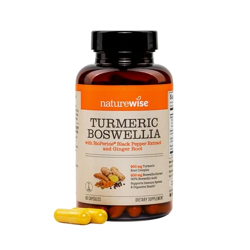 Suplemento de Cúrcuma NatureWise con Boswellia, BioPerine y Jengibre Orgánico - Cúrcuma Orgánica 900mg + Extracto de Boswellia 600mg - No GMO, - imagen 2
