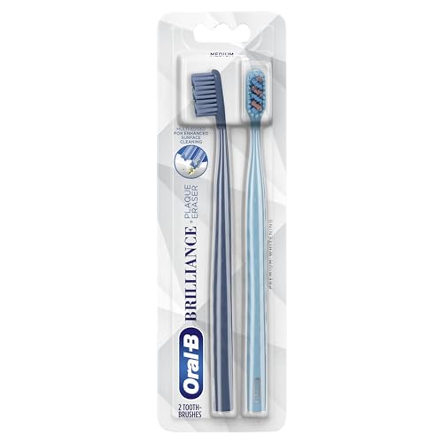 Cepillo de Dientes Oral-B Brilliance Premium Blanqueador con Eliminador de Placa, Mediano, Azul Cielo y Gris, Paquete de 2 - imagen 2