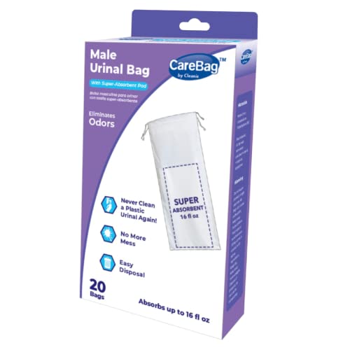 Bolsa de Orina Desechable para Hombre Carebag, 20 Contenedores Médicos con Almohadilla Súper Absorbente – Orinal de Viaje – Resistente a Fugas - imagen 5