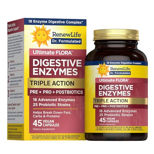 Renew Life Ultimate Flora Enzimas Digestivas con Probióticos y Prebióticos | Fórmula de Doctor | 45 Cápsulas Veganas | Alivia Gas, Inflamación y - imagen 3