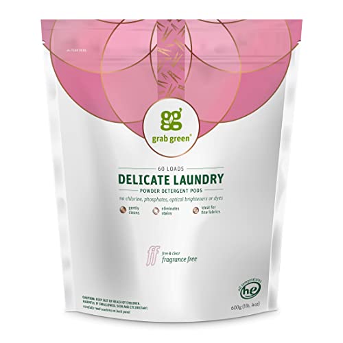 Pods de detergente para ropa delicada Grab Green, 60 piezas, sin fragancia, a base de plantas y minerales, limpia suavemente y elimina manchas, ideal - imagen 5