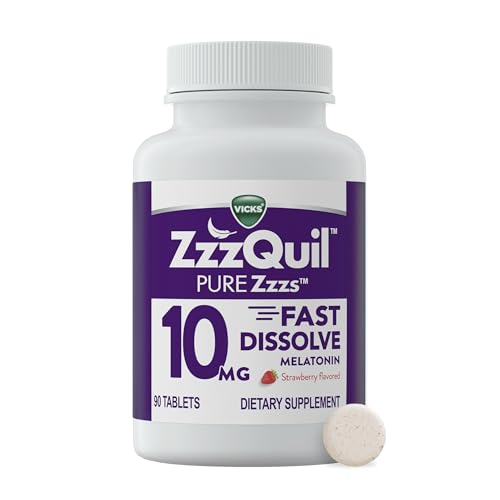 ZzzQuil Pure Zzzs Melatonina 10mg, Suplemento para Dormir, Tabletas de Fresa, 90 Tabletas de Disolución Rápida - imagen 2