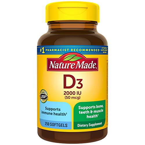 Nature Made Vitamina D3 2000 IU (50 mcg), Suplemento Dietético para Huesos, Dientes, Músculos y Salud Inmunológica, 250 Gelatinas, Suministro para - imagen 6
