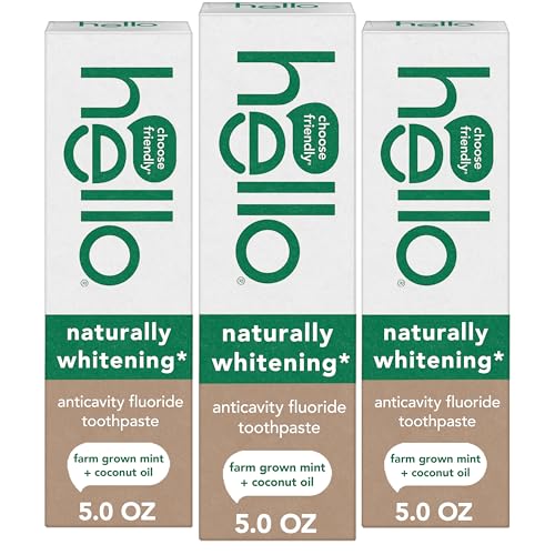 Pasta de Dientes Anticaries Fluoruro Hello, 5 Oz, Blanqueadora Natural con Aceite de Coco, Libre de SLS, Vegana, Sabor Menta, Paquete de 3 - imagen 6