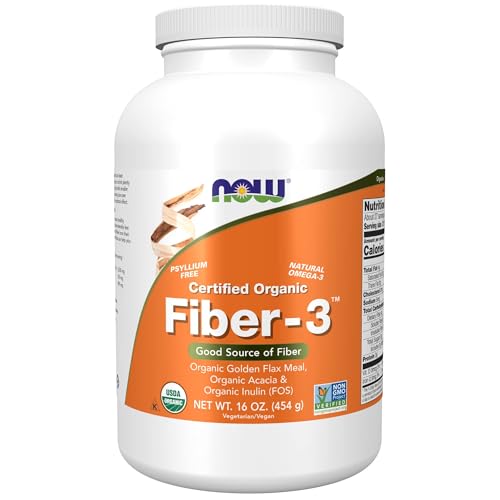 NOW Suplementos, Fiber-3, Orgánico Certificado, Verificado por Non-GMO, Sin Psyllium, con Semilla de Linaza Dorada Orgánica, Acacia e Inulina, 16 - imagen 5