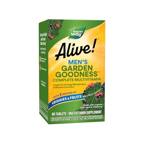 Multivitamínico para hombres Nature's Way Alive! Garden Goodness, 60 tabletas con alta potencia de B-Vitaminas y una porción de verduras y frutas - imagen 2