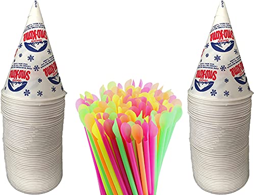 Tazas para Nieve Concession Essentials 200 Piezas 6oz con 200 Popotes de Neón de 8 - imagen 1