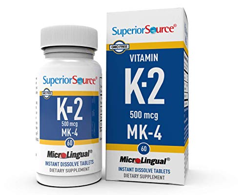 Suplemento de Vitamina K2 500 mcg MK-4 de Superior Source - Apoyo para Huesos y Salud - 60 Tabletas Sublinguales que se Disuelven - imagen 1