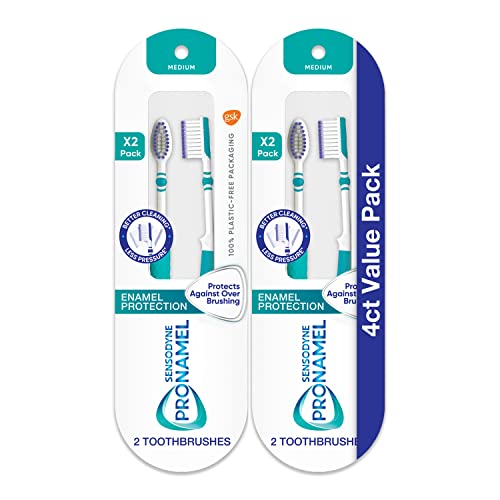 Cepillo de Dientes Sensodyne Pronamel Medio, Protección del Esmalte Dental y Limpieza Efectiva con Menos Presión - Paquete de 4 - imagen 4
