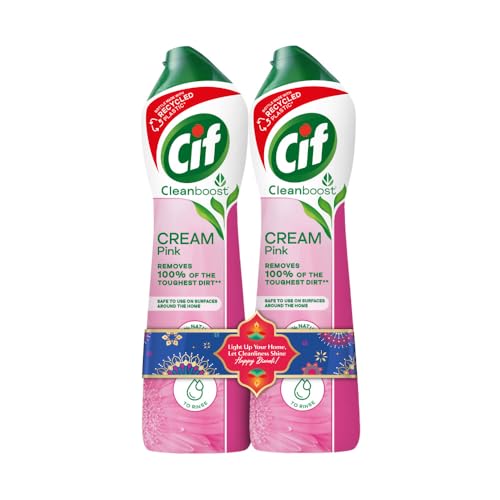 Limpiador Multiusos en Crema Cif Rosa con Fragancia Floral, Elimina Grasa y Suciedad con Partículas Naturales, 2x500ml - imagen 2