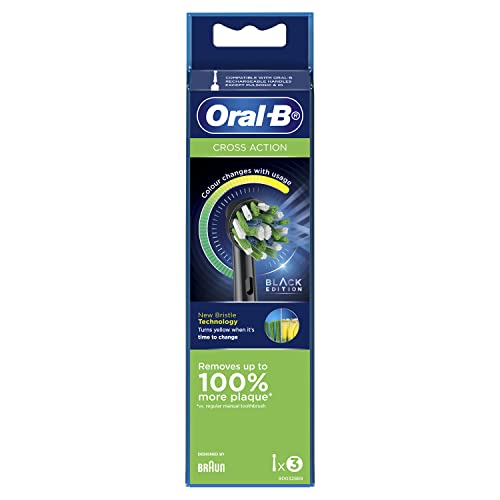 Cabezas de cepillo de repuesto Oral-B Cross Action para cepillo eléctrico, negras, 3 piezas (paquete de 1) - imagen 2