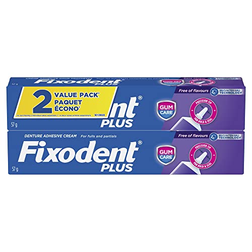 Crema Adhesiva para Dentaduras Fixodent Plus Gum Care, 2 oz (57g) - Paquete de 2 para completas y parciales - imagen 1