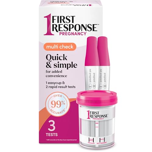 Kit de Prueba de Embarazo First Response Multi Check, 1 Test EasyCup con Tira de Prueba Integrada y 2 Pruebas de Resultados Rápidos, 1 Kit - imagen 3