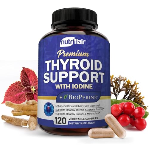 NutriFlair Complejo de Soporte para Tiroides, 120 Cápsulas - con Yodo, Pimienta Negra, Ashwagandha y Vitamina B12 - Suplemento para Tiroides para - imagen 3