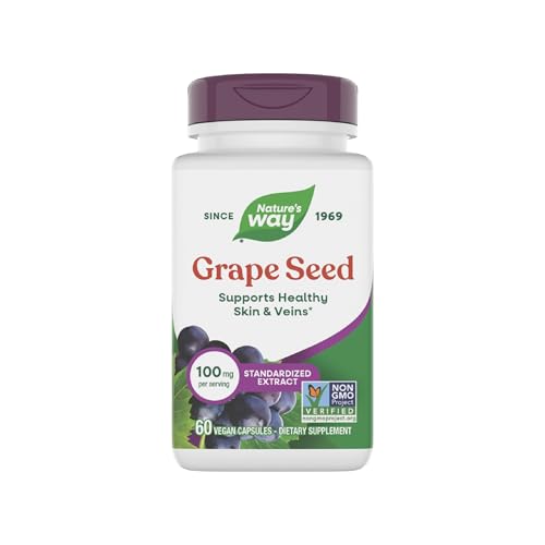 Extracto Estándar de Semilla de Uva Nature's Way, Apoya la Piel y Venas Saludables*, Antioxidante, 60 Cápsulas Veganas, Verificado No OGM - imagen 4
