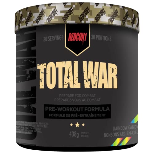 REDCON1 Total War Preentrenamiento - 320mg de Cafeína de Té Verde, Junípero y Beta Alanina - Aumenta Energía, Resistencia y Pump (Caramelo Arcoíris, - imagen 3