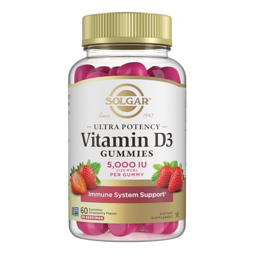 Gomitas de Vitamina D3 Solgar para Adultos 5,000 IU - Apoyo al Sistema Inmunológico, Sabor Fresa, Sin Gluten ni Gelatina, 60 Porciones, 2 Meses de - imagen 3