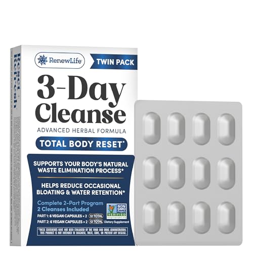Paquete Doble Renew Life 3 Day Cleanse | Fórmula Herbal Avanzada | Ayuda a Reducir la Hinchazón y Retención de Agua | 2 Paquetes (12 Cápsulas Cada - imagen 2